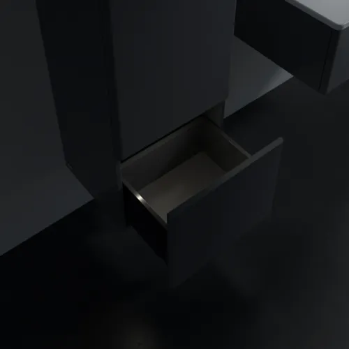 Picture of VILLEROY BOCH Antao Medium-height cabinet, with lighting, 1 door, 414 x 1039 x 356 mm, Front with grain texture, Anthracite Matt Lacquer / Anthracite Matt Lacquer #L44100GK