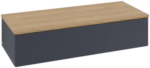 Bild von VILLEROY BOCH Antao Sideboard, mit Beleuchtung, 1 Auszug, 1200 x 268 x 500 mm, Front mit Struktur, Midnight Blue Matt Lacquer / Honey Oak #L41101HG