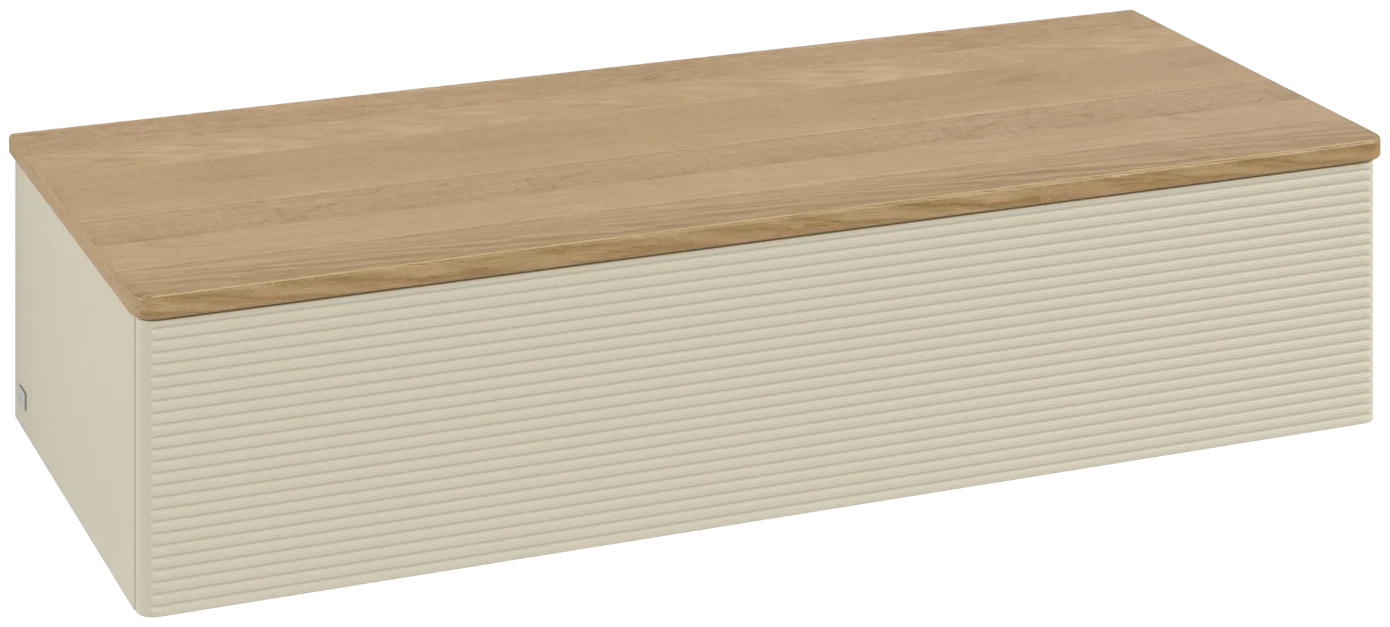 Bild von VILLEROY BOCH Antao Sideboard, mit Beleuchtung, 1 Auszug, 1200 x 268 x 500 mm, Front mit Struktur, Silk Grey Matt Lacquer / Honey Oak #L41101HJ