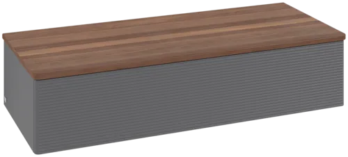 Bild von VILLEROY BOCH Antao Sideboard, mit Beleuchtung, 1 Auszug, 1200 x 268 x 500 mm, Front mit Struktur, Anthracite Matt Lacquer / Warm Walnut #L41102GK