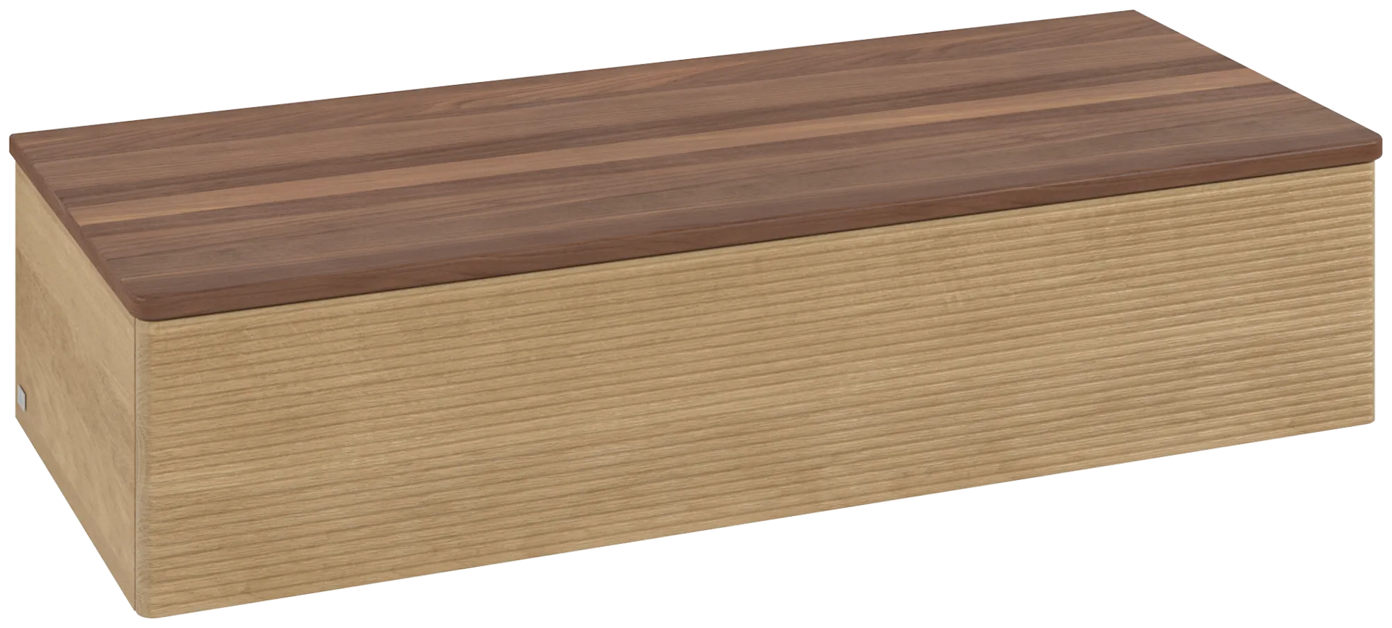 Bild von VILLEROY BOCH Antao Sideboard, mit Beleuchtung, 1 Auszug, 1200 x 268 x 500 mm, Front mit Struktur, Honey Oak / Warm Walnut #L41102HN