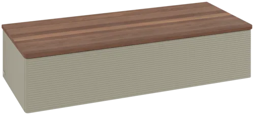 Bild von VILLEROY BOCH Antao Sideboard, mit Beleuchtung, 1 Auszug, 1200 x 268 x 500 mm, Front mit Struktur, Stone Grey Matt Lacquer / Warm Walnut #L41102HK