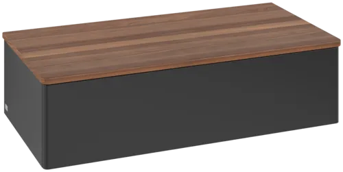 Bild von VILLEROY BOCH Antao Sideboard, mit Beleuchtung, 1 Auszug, 1000 x 268 x 500 mm, Front ohne Struktur, Black Matt Lacquer / Warm Walnut #L40002PD