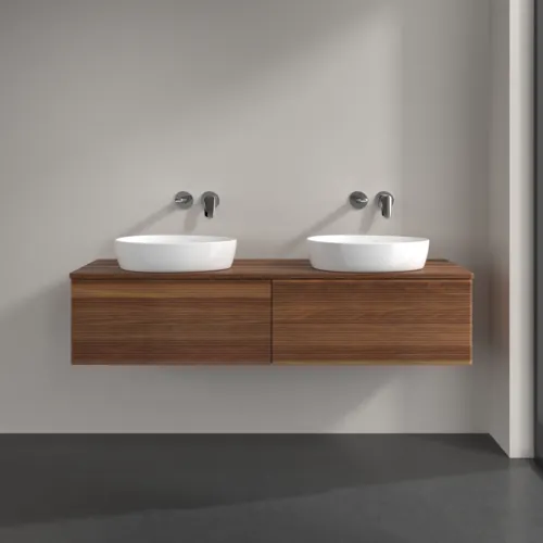 Bild von VILLEROY BOCH Antao Waschbeckenunterschrank, mit Beleuchtung, 2 Auszüge, 1600 x 360 x 500 mm, Front mit Struktur, Warm Walnut / Warm Walnut #L39112HM