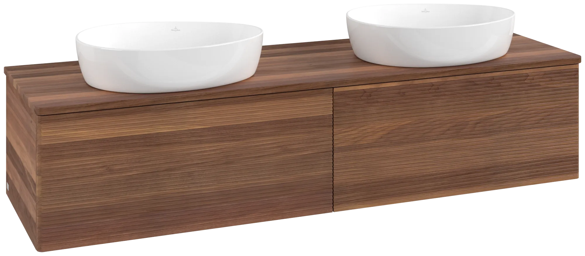 Bild von VILLEROY BOCH Antao Waschbeckenunterschrank, mit Beleuchtung, 2 Auszüge, 1600 x 360 x 500 mm, Front mit Struktur, Warm Walnut / Warm Walnut #L39112HM