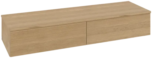 Bild von VILLEROY BOCH Antao Sideboard, mit Beleuchtung, 2 Auszüge, 1600 x 268 x 500 mm, Front mit Struktur, Honey Oak / Honey Oak #L42101HN