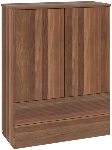 Obrázek VILLEROY BOCH Antao Highboard, with lighting, 2 doors, 814 x 1039 x 356 mm, Front with grain texture, Warm Walnut / Warm Walnut #L47100HM