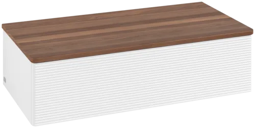 Bild von VILLEROY BOCH Antao Sideboard, mit Beleuchtung, 1 Auszug, 1000 x 268 x 500 mm, Front mit Struktur, White Matt Lacquer / Warm Walnut #L40102MT