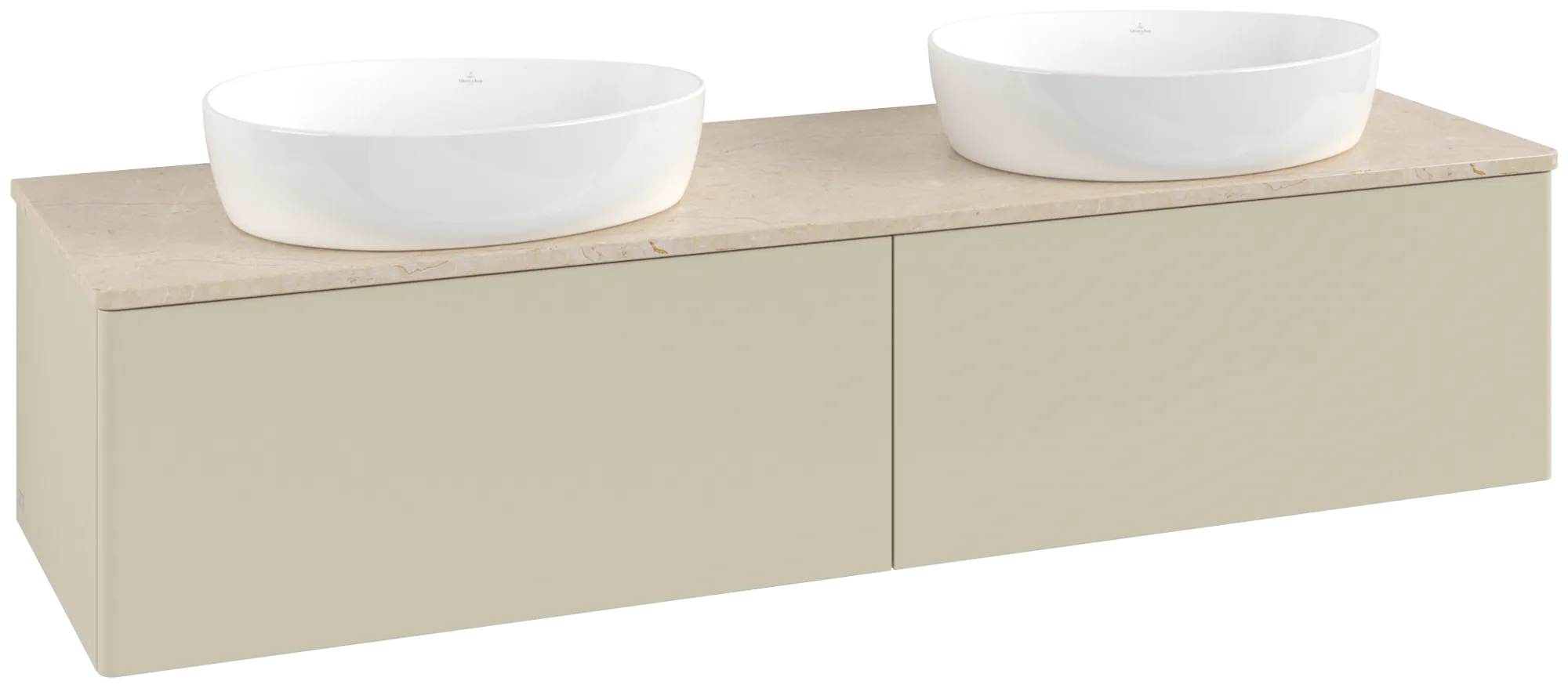 Bild von VILLEROY BOCH Antao Waschbeckenunterschrank, mit Beleuchtung, 2 Auszüge, 1600 x 360 x 500 mm, Front ohne Struktur, Silk Grey Matt Lacquer / Botticino #L39013HJ