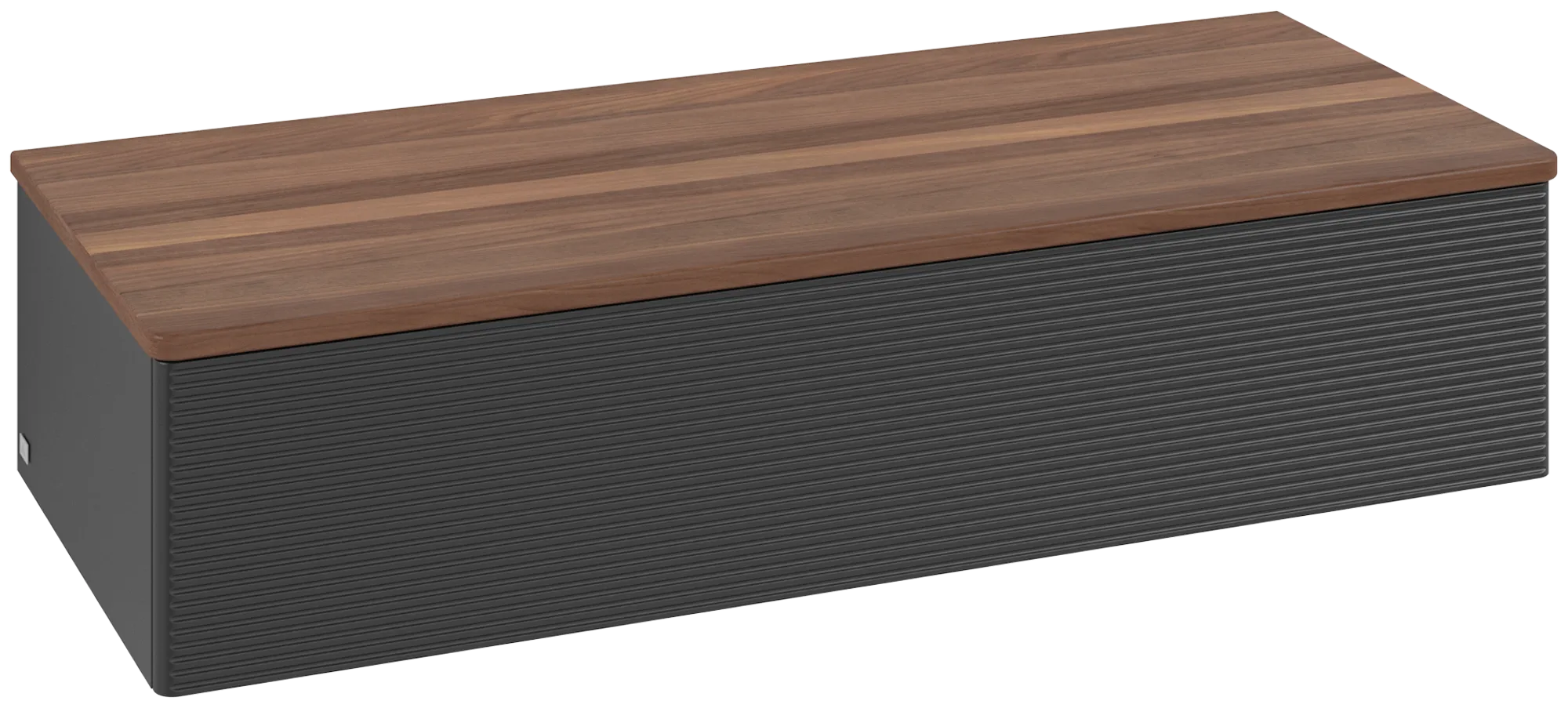 Bild von VILLEROY BOCH Antao Sideboard, mit Beleuchtung, 1 Auszug, 1200 x 268 x 500 mm, Front mit Struktur, Black Matt Lacquer / Warm Walnut #L41102PD