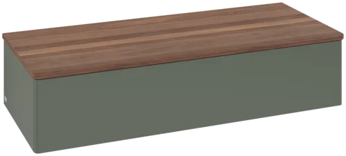 Bild von VILLEROY BOCH Antao Sideboard, mit Beleuchtung, 1 Auszug, 1200 x 268 x 500 mm, Front ohne Struktur, Leaf Green Matt Lacquer / Warm Walnut #L41002HL