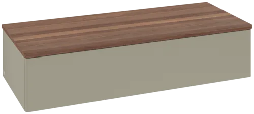 Bild von VILLEROY BOCH Antao Sideboard, mit Beleuchtung, 1 Auszug, 1200 x 268 x 500 mm, Front ohne Struktur, Stone Grey Matt Lacquer / Warm Walnut #L41002HK