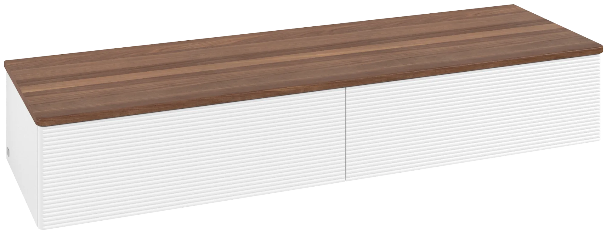 Bild von VILLEROY BOCH Antao Sideboard, mit Beleuchtung, 2 Auszüge, 1600 x 268 x 500 mm, Front mit Struktur, White Matt Lacquer / Warm Walnut #L42102MT