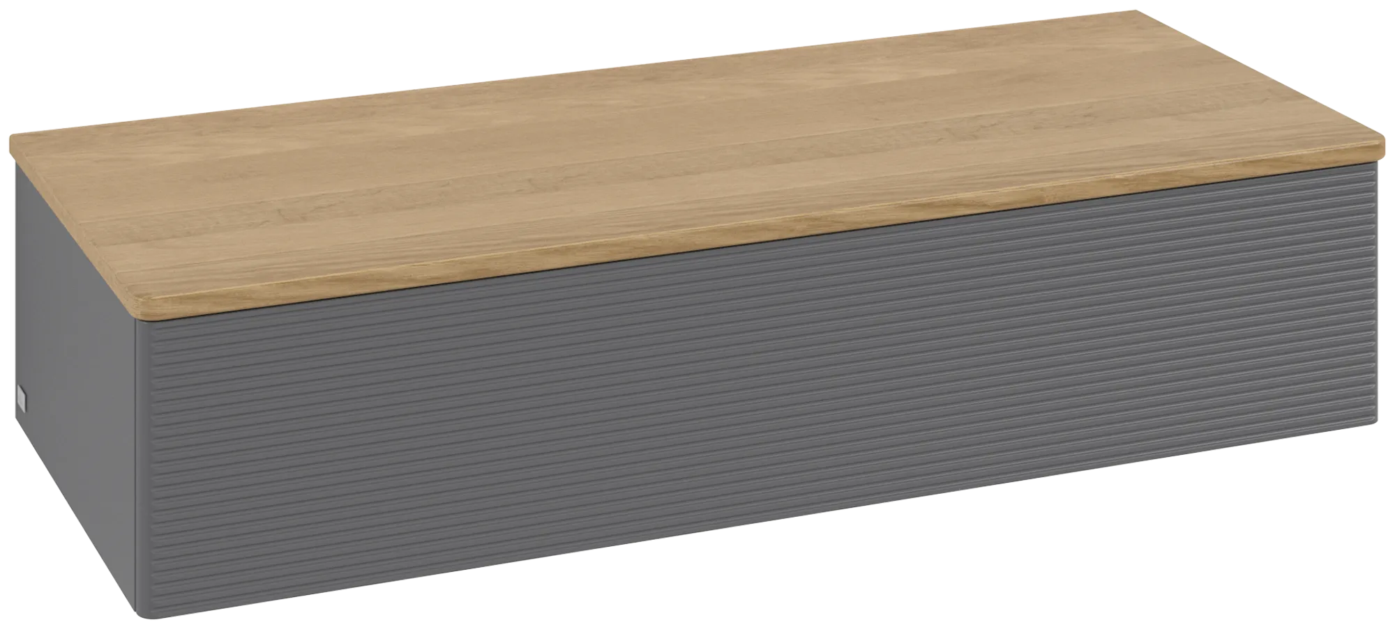 Bild von VILLEROY BOCH Antao Sideboard, mit Beleuchtung, 1 Auszug, 1200 x 268 x 500 mm, Front mit Struktur, Anthracite Matt Lacquer / Honey Oak #L41101GK