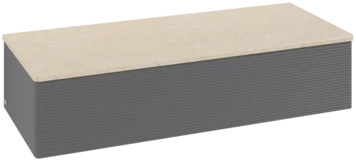 Obrázek VILLEROY BOCH Antao Sideboard, with lighting, 1 pull-out compartment, 1200 x 268 x 500 mm, Front with grain texture, Anthracite Matt Lacquer / Botticino #L41103GK
