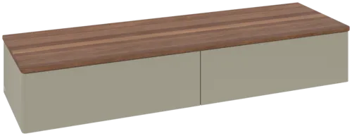 Bild von VILLEROY BOCH Antao Sideboard, mit Beleuchtung, 2 Auszüge, 1600 x 268 x 500 mm, Front ohne Struktur, Stone Grey Matt Lacquer / Warm Walnut #L42002HK