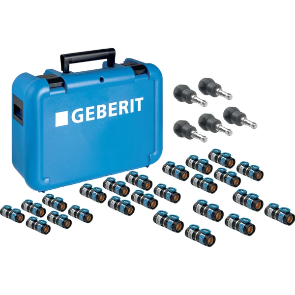 Bild von GEBERIT FlowFit Koffer bestückt mit Übergängen auf Fremdsysteme #655.085.00.1