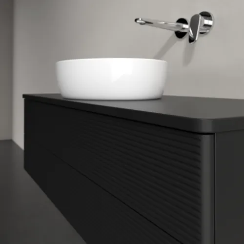 Bild von VILLEROY BOCH Antao Waschbeckenunterschrank, 2 Auszüge, 1200 x 360 x 500 mm, Front mit Struktur, Black Matt Lacquer / Black Matt Lacquer #K21110PD