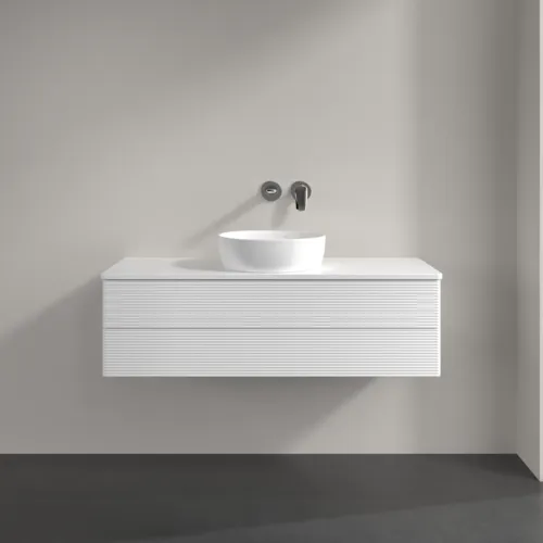 Bild von VILLEROY BOCH Antao Waschbeckenunterschrank, 2 Auszüge, 1200 x 360 x 500 mm, Front mit Struktur, White Matt Lacquer / White Matt Lacquer #K21110MT