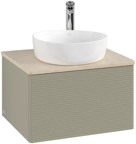 Bild von VILLEROY BOCH Antao Waschbeckenunterschrank, 1 Auszug, 600 x 360 x 500 mm, Front mit Struktur, Stone Grey Matt Lacquer / Botticino #K29153HK