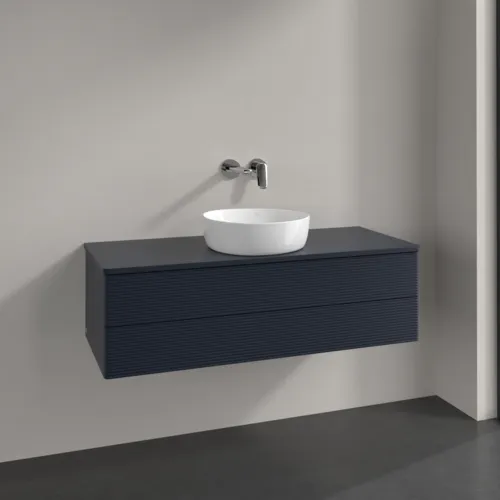 Bild von VILLEROY BOCH Antao Waschbeckenunterschrank, 2 Auszüge, 1200 x 360 x 500 mm, Front mit Struktur, Midnight Blue Matt Lacquer / Midnight Blue Matt Lacquer #K21110HG