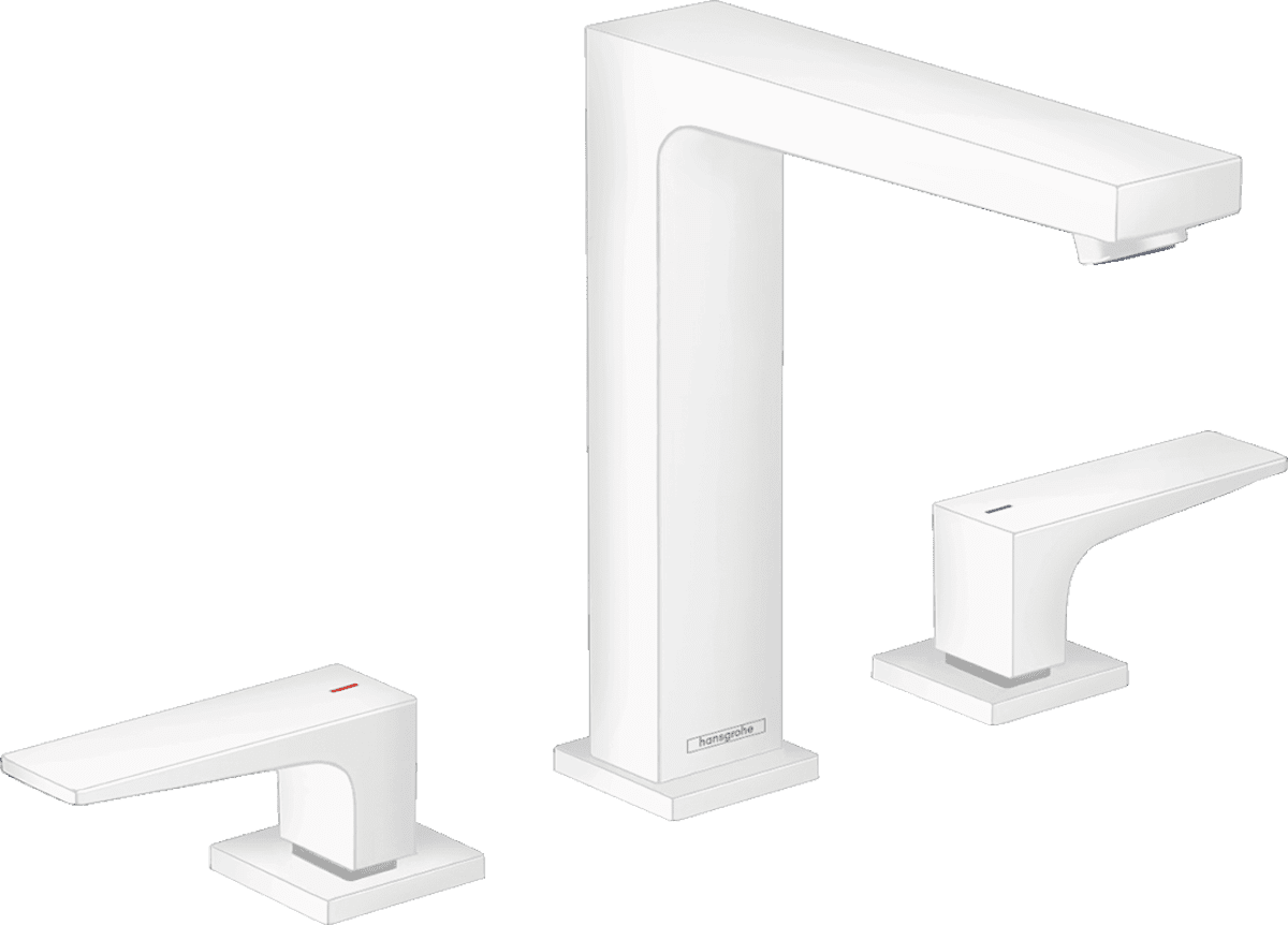 Bild von HANSGROHE Metropol 3-Loch Waschtischarmatur 160 mit Hebelgriffen und Push-Open Ablaufgarnitur #32515700 - Mattweiß