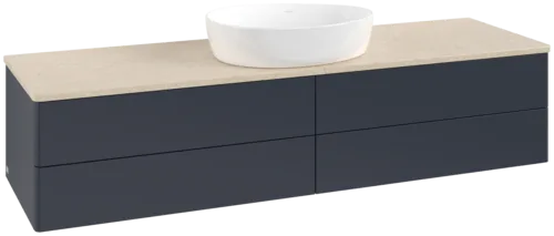 Bild von VILLEROY BOCH Antao Waschbeckenunterschrank, mit Beleuchtung, 4 Auszüge, 1600 x 360 x 500 mm, Front ohne Struktur, Midnight Blue Matt Lacquer / Botticino #L25013HG