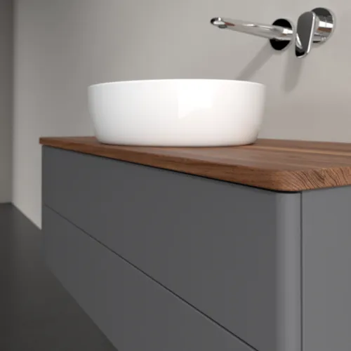 Bild von VILLEROY BOCH Antao Waschbeckenunterschrank, 2 Auszüge, 1000 x 360 x 500 mm, Front ohne Struktur, Anthracite Matt Lacquer / Warm Walnut #K20012GK