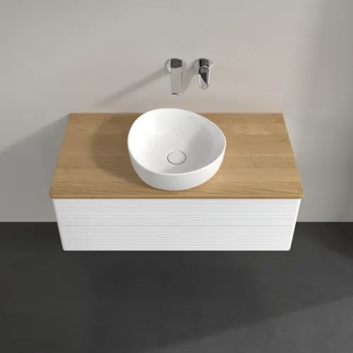 Bild von VILLEROY BOCH Antao Waschbeckenunterschrank, 2 Auszüge, 1000 x 360 x 500 mm, Front mit Struktur, White Matt Lacquer / Honey Oak #K20111MT