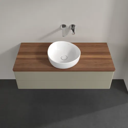 Bild von VILLEROY BOCH Antao Waschbeckenunterschrank, 2 Auszüge, 1200 x 360 x 500 mm, Front ohne Struktur, Stone Grey Matt Lacquer / Warm Walnut #K21012HK