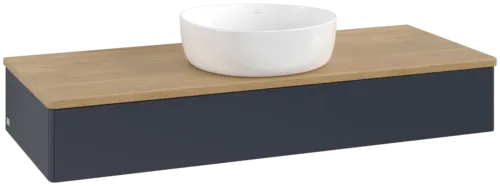 Bild von VILLEROY BOCH Antao Waschbeckenunterschrank, mit Beleuchtung, 1 Auszug, 1200 x 190 x 500 mm, Front ohne Struktur, Midnight Blue Matt Lacquer / Honey Oak #L10011HG