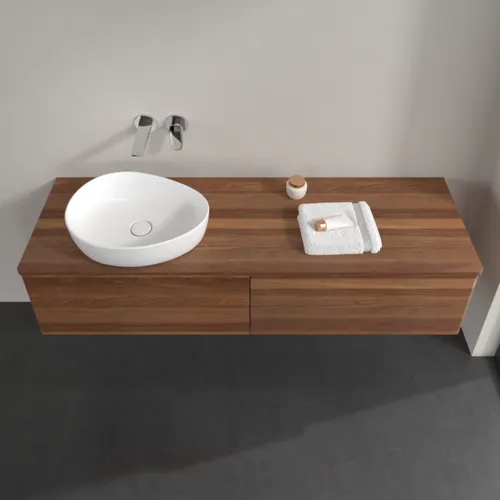 Bild von VILLEROY BOCH Antao Waschbeckenunterschrank, mit Beleuchtung, 2 Auszüge, 1600 x 360 x 500 mm, Front ohne Struktur, Warm Walnut / Warm Walnut #L37012HM