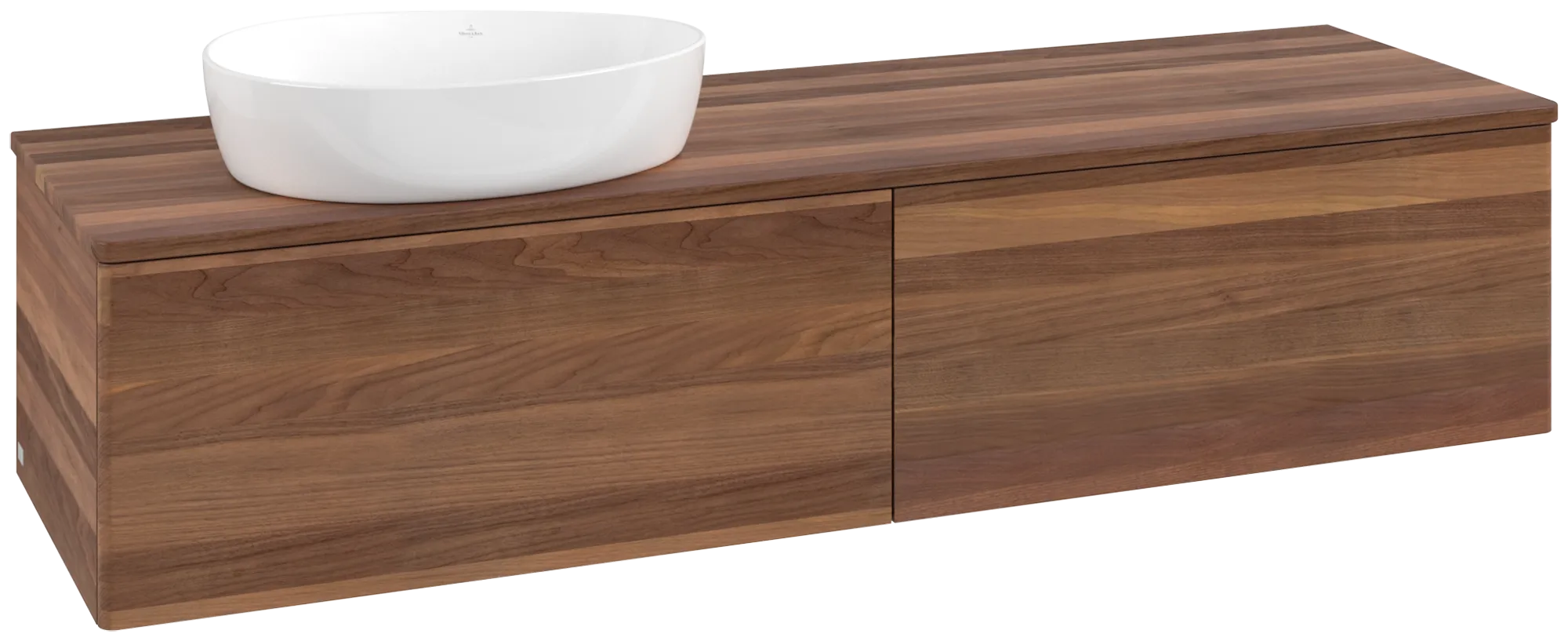 Bild von VILLEROY BOCH Antao Waschbeckenunterschrank, mit Beleuchtung, 2 Auszüge, 1600 x 360 x 500 mm, Front ohne Struktur, Warm Walnut / Warm Walnut #L37012HM