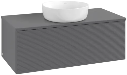 Bild von VILLEROY BOCH Antao Waschbeckenunterschrank, 1 Auszug, 1000 x 360 x 500 mm, Front mit Struktur, Anthracite Matt Lacquer / Anthracite Matt Lacquer #K31110GK