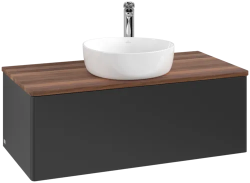 Bild von VILLEROY BOCH Antao Waschbeckenunterschrank, 1 Auszug, 1000 x 360 x 500 mm, Front ohne Struktur, Black Matt Lacquer / Warm Walnut #K31052PD