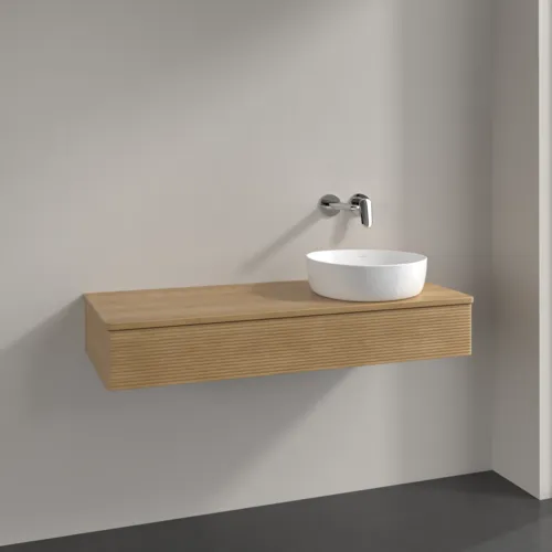 Bild von VILLEROY BOCH Antao Waschbeckenunterschrank, mit Beleuchtung, 1 Auszug, 1200 x 190 x 500 mm, Front mit Struktur, Honey Oak / Honey Oak #L12111HN