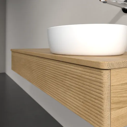 Bild von VILLEROY BOCH Antao Waschbeckenunterschrank, mit Beleuchtung, 1 Auszug, 1200 x 190 x 500 mm, Front mit Struktur, Honey Oak / Honey Oak #L12111HN