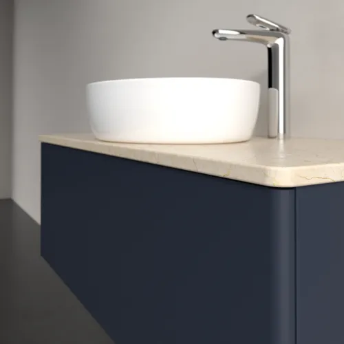 Picture of VILLEROY BOCH Antao Vanity unit, 1 pull-out compartment, 1000 x 360 x 500 mm, Front without structure, Midnight Blue Matt Lacquer / Botticino #K31053HG