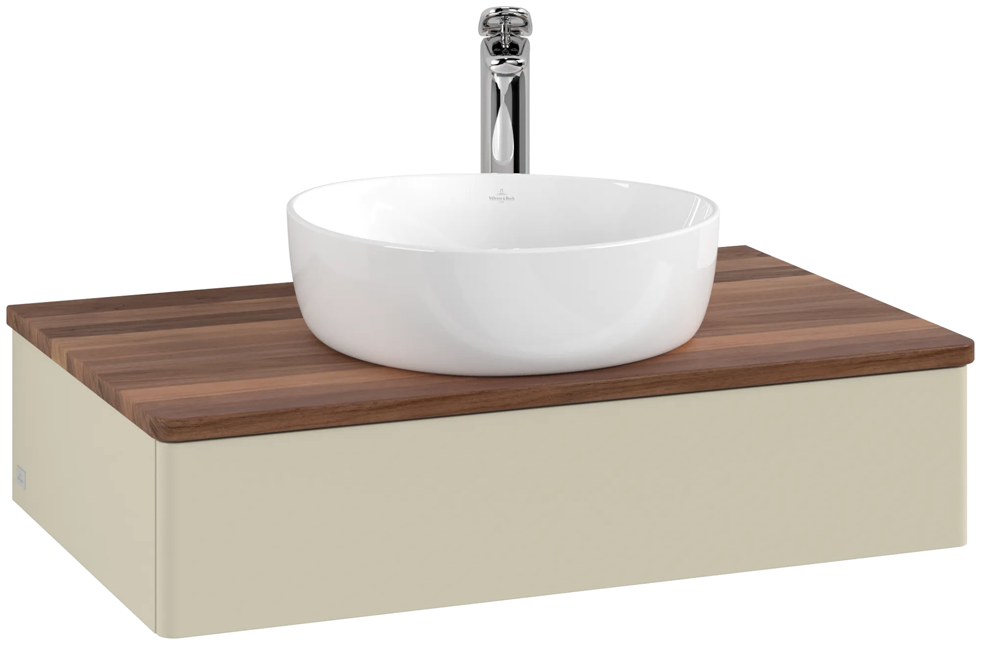 Bild von VILLEROY BOCH Antao Waschbeckenunterschrank, 1 Auszug, 800 x 190 x 500 mm, Front ohne Struktur, Silk Grey Matt Lacquer / Warm Walnut #K08052HJ