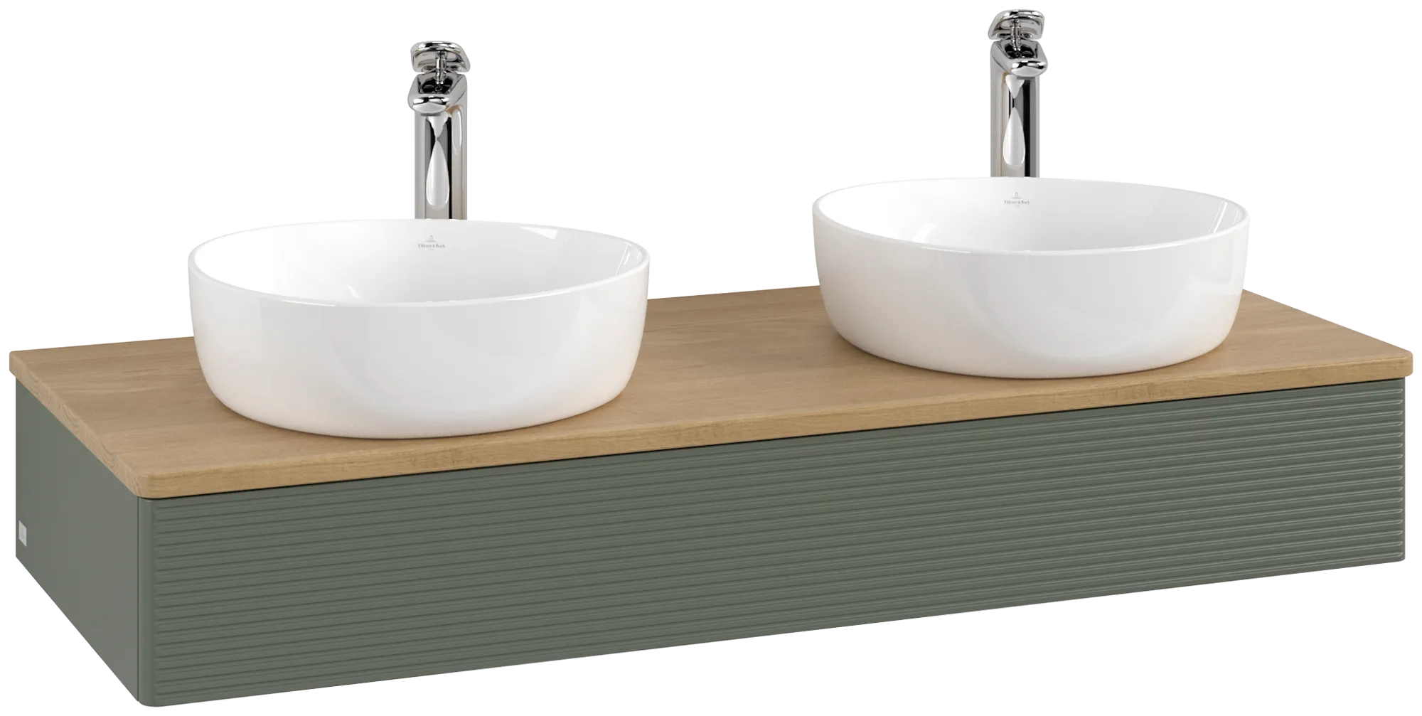Bild von VILLEROY BOCH Antao Waschbeckenunterschrank, 1 Auszug, 1200 x 190 x 500 mm, Front mit Struktur, Leaf Green Matt Lacquer / Honey Oak #K13151HL