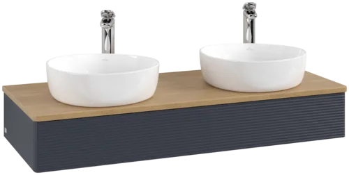 Bild von VILLEROY BOCH Antao Waschbeckenunterschrank, 1 Auszug, 1200 x 190 x 500 mm, Front mit Struktur, Midnight Blue Matt Lacquer / Honey Oak #K13151HG