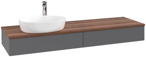 Bild von VILLEROY BOCH Antao Waschbeckenunterschrank, 2 Auszüge, 1600 x 190 x 500 mm, Front ohne Struktur, Anthracite Matt Lacquer / Warm Walnut #K15052GK