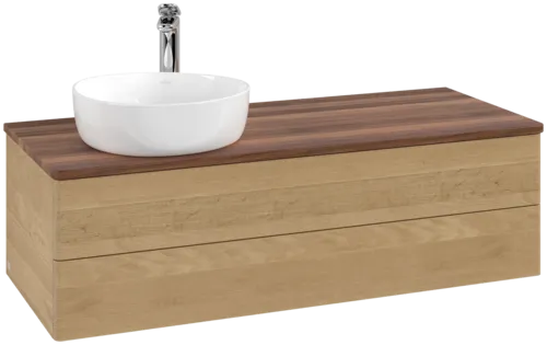 Bild von VILLEROY BOCH Antao Waschbeckenunterschrank, mit Beleuchtung, 2 Auszüge, 1200 x 360 x 500 mm, Front ohne Struktur, Honey Oak / Warm Walnut #L22052HN
