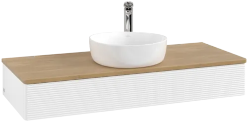 Bild von VILLEROY BOCH Antao Waschbeckenunterschrank, 1 Auszug, 1200 x 190 x 500 mm, Front mit Struktur, White Matt Lacquer / Honey Oak #K10151MT