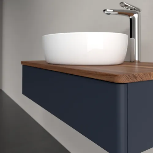 Obrázek VILLEROY BOCH Antao Vanity unit, 1 pull-out compartment, 800 x 190 x 500 mm, Front without structure, Midnight Blue Matt Lacquer / Warm Walnut #K08052HG