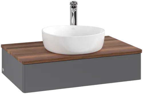 Bild von VILLEROY BOCH Antao Waschbeckenunterschrank, 1 Auszug, 800 x 190 x 500 mm, Front ohne Struktur, Anthracite Matt Lacquer / Warm Walnut #K08052GK