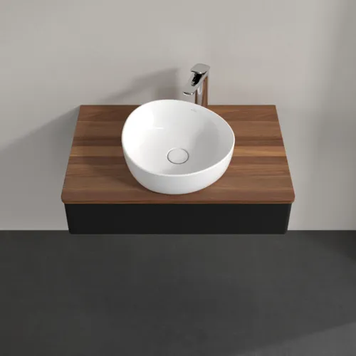 Bild von VILLEROY BOCH Antao Waschbeckenunterschrank, 1 Auszug, 800 x 190 x 500 mm, Front ohne Struktur, Black Matt Lacquer / Warm Walnut #K08052PD
