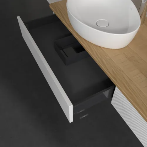 Obrázek VILLEROY BOCH Antao Vanity unit, 2 pull-out compartments, 1600 x 190 x 500 mm, Front with grain texture, Glossy White Lacquer / Honey Oak #K17151GF