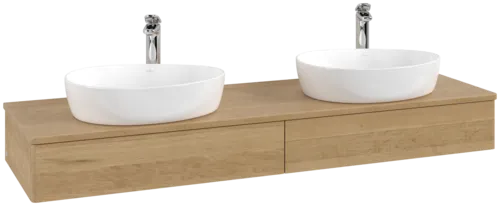Bild von VILLEROY BOCH Antao Waschbeckenunterschrank, mit Beleuchtung, 2 Auszüge, 1600 x 190 x 500 mm, Front ohne Struktur, Honey Oak / Honey Oak #L17051HN