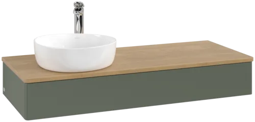Bild von VILLEROY BOCH Antao Waschbeckenunterschrank, mit Beleuchtung, 1 Auszug, 1200 x 190 x 500 mm, Front ohne Struktur, Leaf Green Matt Lacquer / Honey Oak #L11051HL